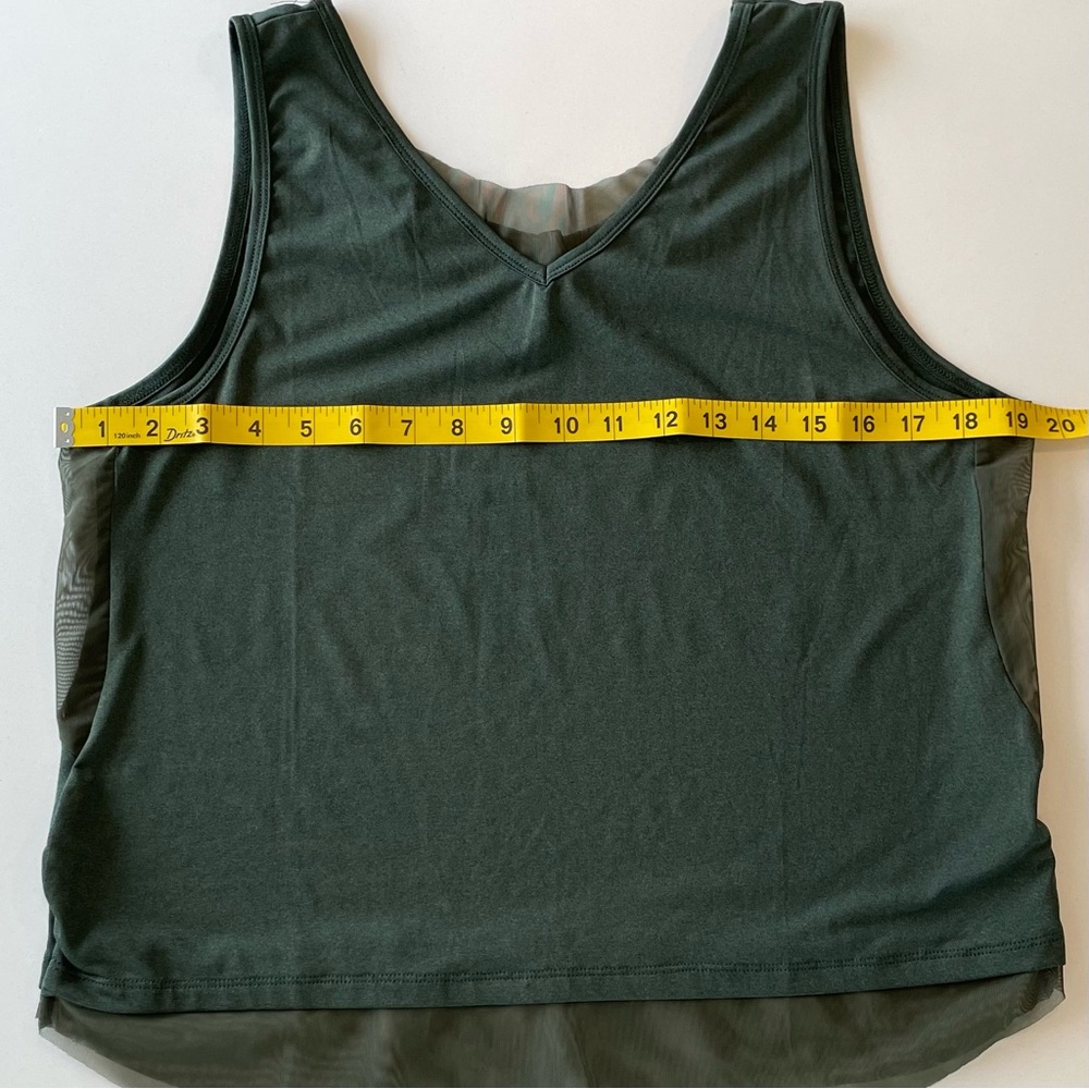 ZYIA V-Neck Tank Top with Mesh insets - Deep Olive Green LARGE - Picture 6 of 9